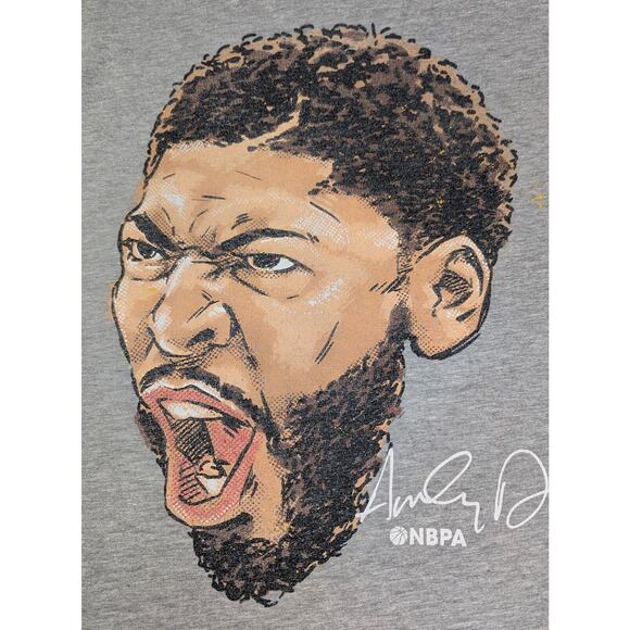 Anthony Davis Mavericks NBA Scream Short Sleeve Gray T Shirt Men's 2XL - Picture 2 of 4